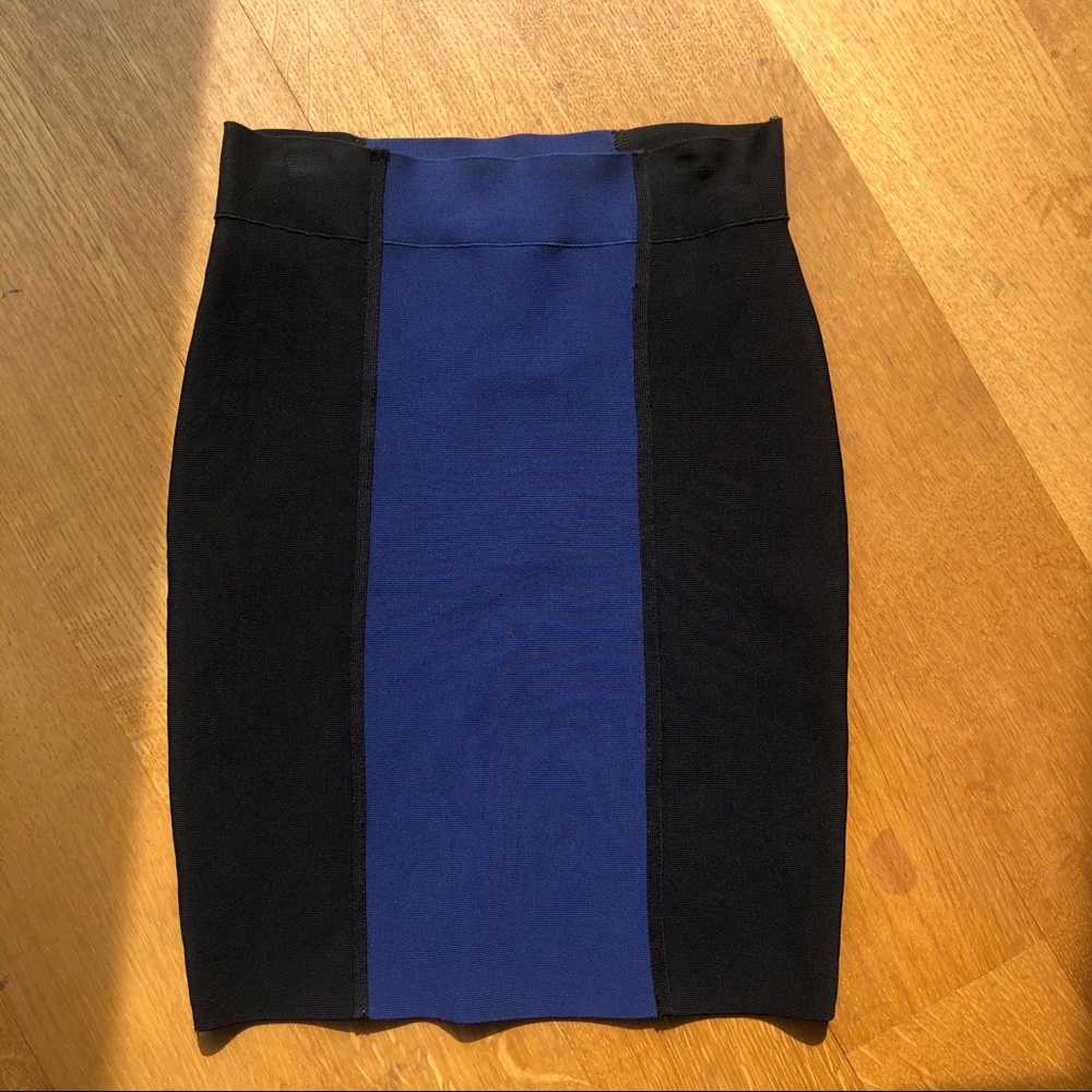 BCBG MAXAZRIA "Emery" Pencil Skirt Blue & Black Small